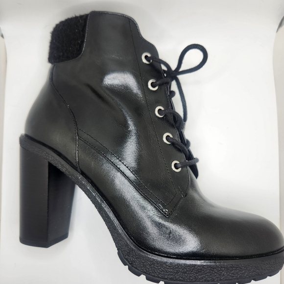 Michael Michael Kors Womens Size 9M Platform Leather Kim Lace Up Bootie Black - Picture 5 of 14